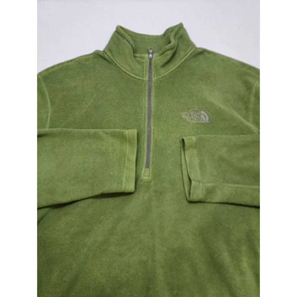 The North Face Jacket Mens Green Quarter Zip Pullover Fleece Outdoor Sz L - Picture 3 of 7
